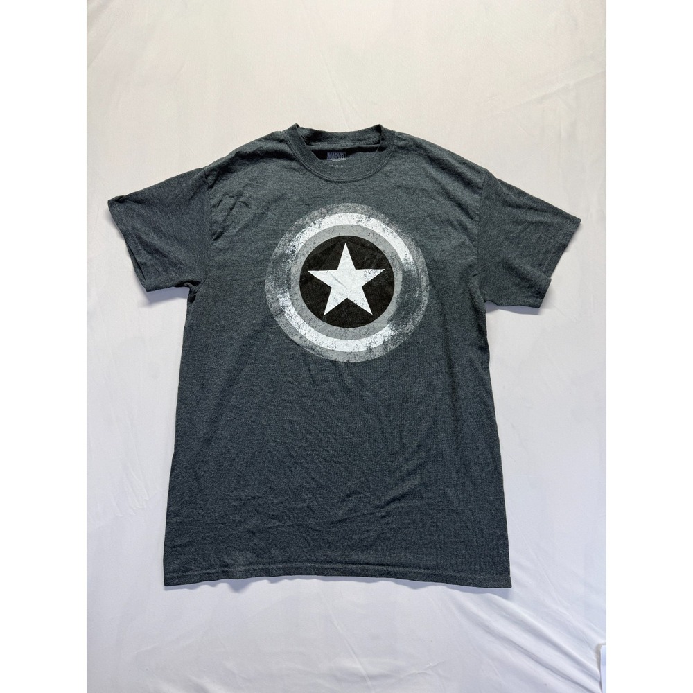 Marvel T Shirt Men M Heather Gray Graphic Captain America Distressed Shield Logo